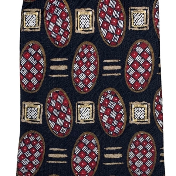 Robert Talbott Best of Class Jacobson's Black Red Gold Italian Silk Handsewn Tie - Picture 2 of 9